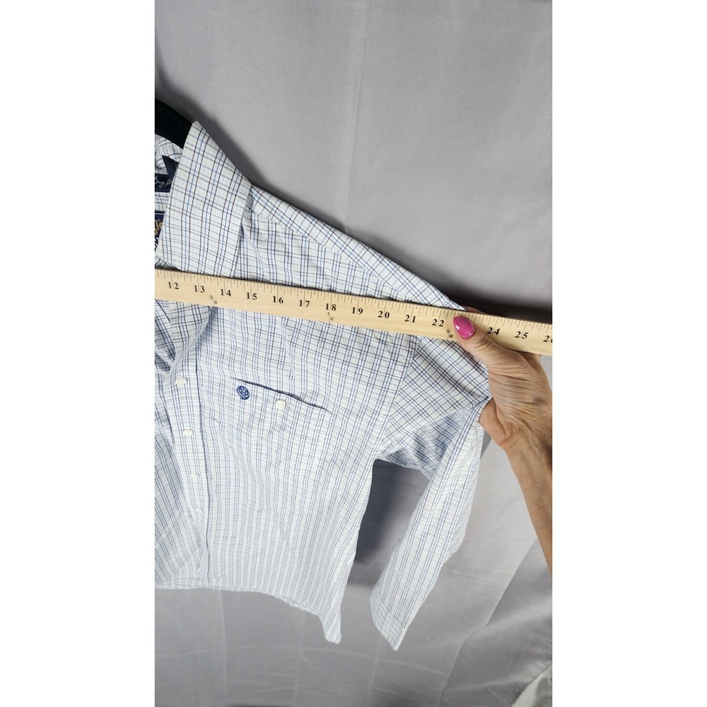 Wrangler George Strait Collection Men's Blue/White Plaid Button-Up Shirt Size L - Picture 5 of 7